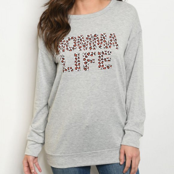Trend Setter Diva Boutique Tops - MOMMA LIFE LEOPARD STATEMENT  TOP